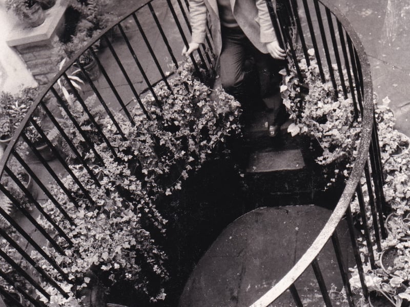 Stephen Kerry stands on the steps one of the White Wells plunge baths. Pictured in May 1979.