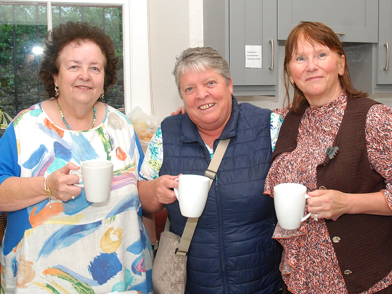 Peggy Costello, Kitty Troy and Ella Cooney seen enjoying a cuppa in the Courthouse kitchen. Photo: PJ Wright