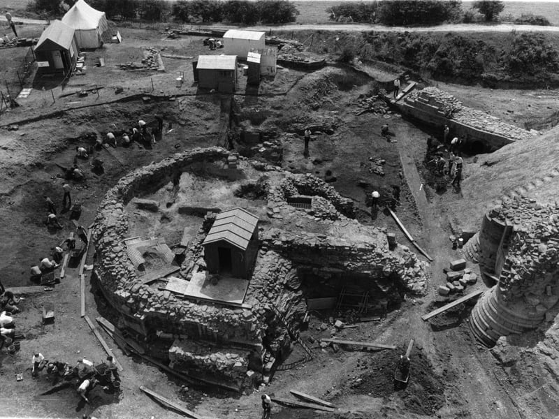 Sandal Castle, Wakefield, during excavation work in July 1972 to unravel its changes and developments from its early 12th-century beginnings to its mid-17th-century end