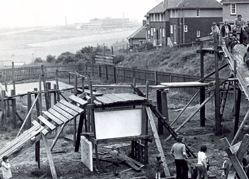 Children at the Ten Town Adventure Playground, on the Woodthorpe Estate, Sheffield, in July 1972
