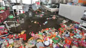 A section of the inside of the Londis Supermarket in Clarinbridge which was flooded during Storm Debi . 