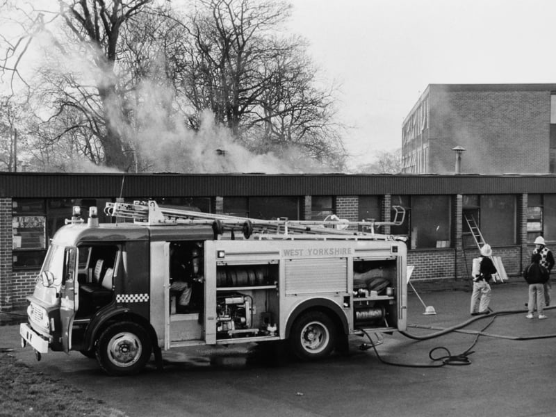 November 1987 and a firefighters dealt with a blaze in craft workshops at Allerton Grange High School which is believed to have started in a pottery kiln.