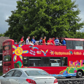 Mayo GAA players on the sightseeing Galway city tour bus