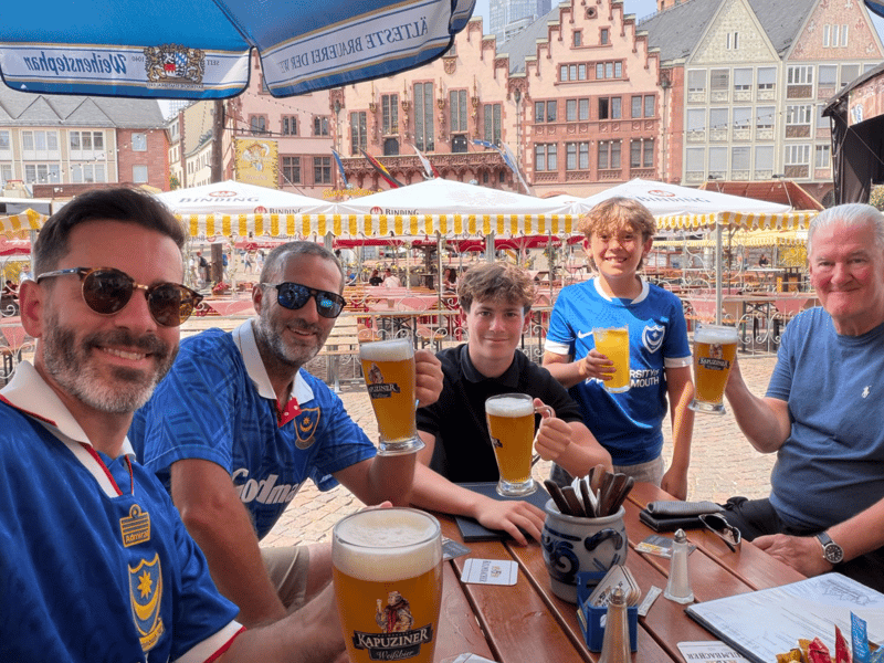 Beers (and juice) in the German sunshine for @Pompeypirate83.