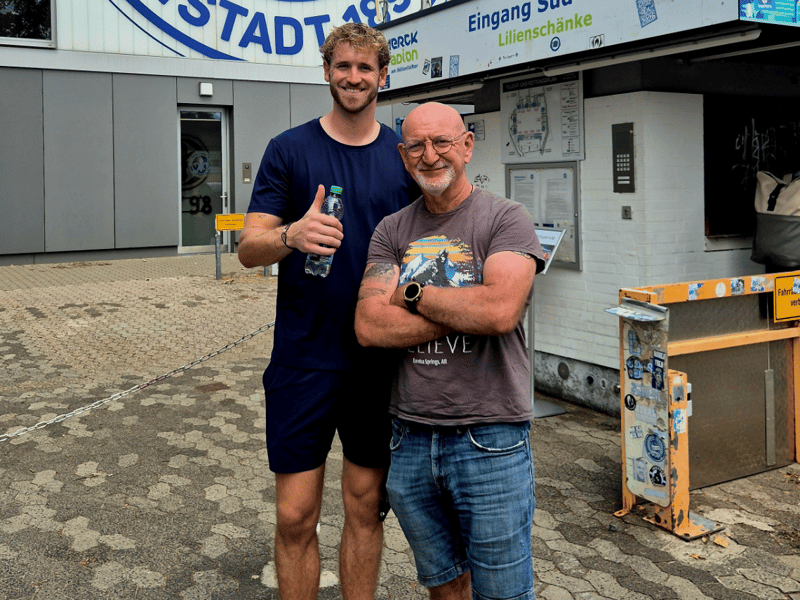 All smiles with Nicolas Schmid.