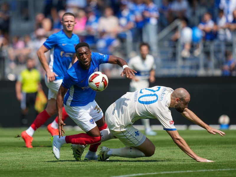 Pompey's Ebou Adams in action against SV Darmstadt. Picture: Jason Brown