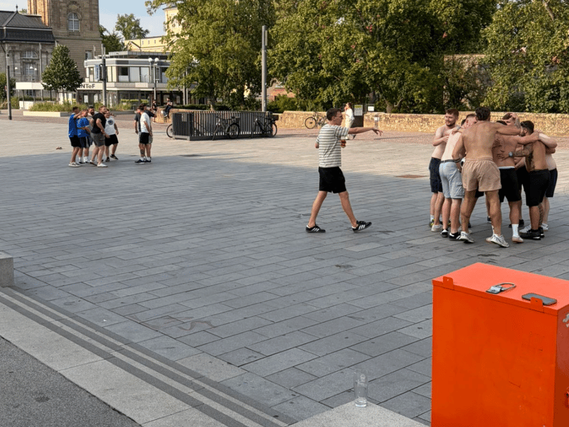 A 9v9 game took place between fans in Darmstadt square.