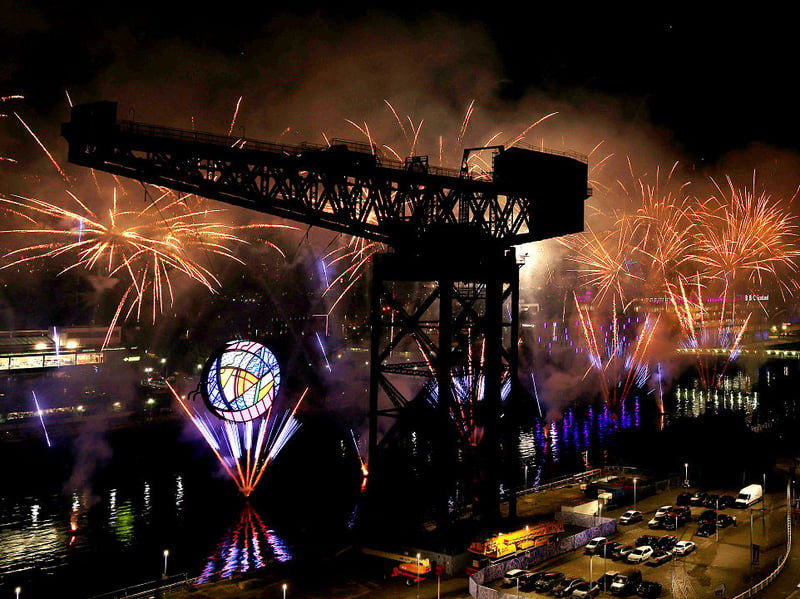 Fireworks light up the Clyde at the end of the ceremony.