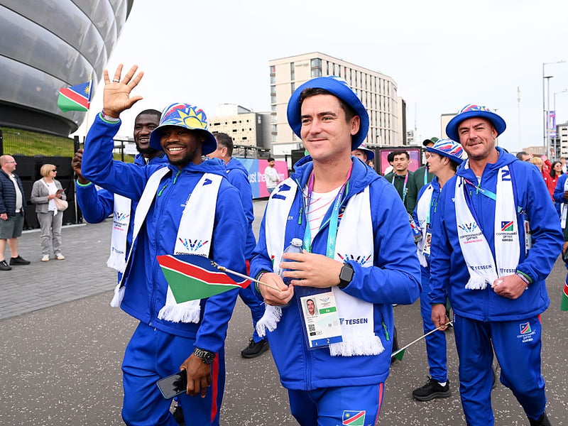 Waylon Wentzel of Team Namibia arrives at The Hydro.