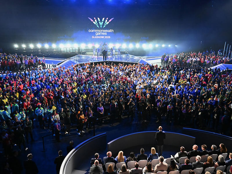 Prince Edward, Duke of Edinburgh, representing King Charles III, delivers a speech declaring the Games closed.