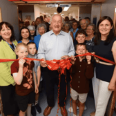John Kelly, husband of the late Shelia Clarke, and members of the Clarke and Kellyfamilies cutting the tape to officially open the Sheila Clarke Ward at St James's Hospital Dublin.