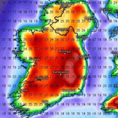 Weather map showing a 27C day