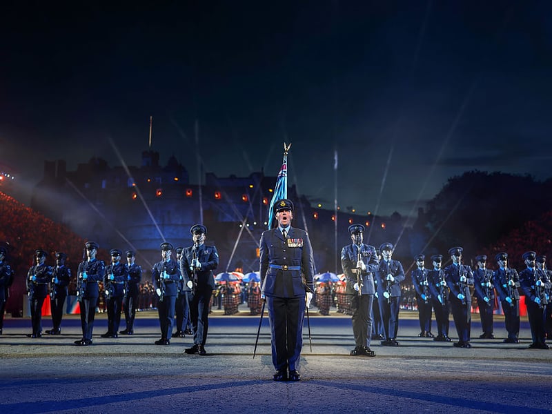 Members of the RAF band perform during a preview of the Royal Edinburgh Military Tattoo.