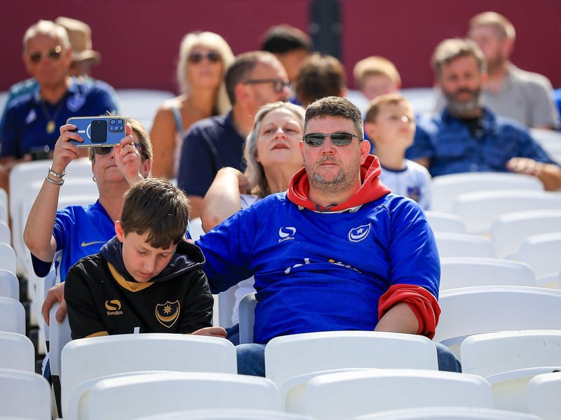 Pompey fans packed out the away end at the London Stadium for their Carabao Cup first-round tie.
