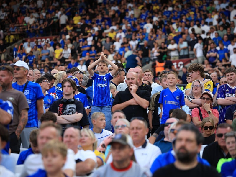 Pompey fans packed out the away end at the London Stadium for their Carabao Cup first-round tie against West Ham.
