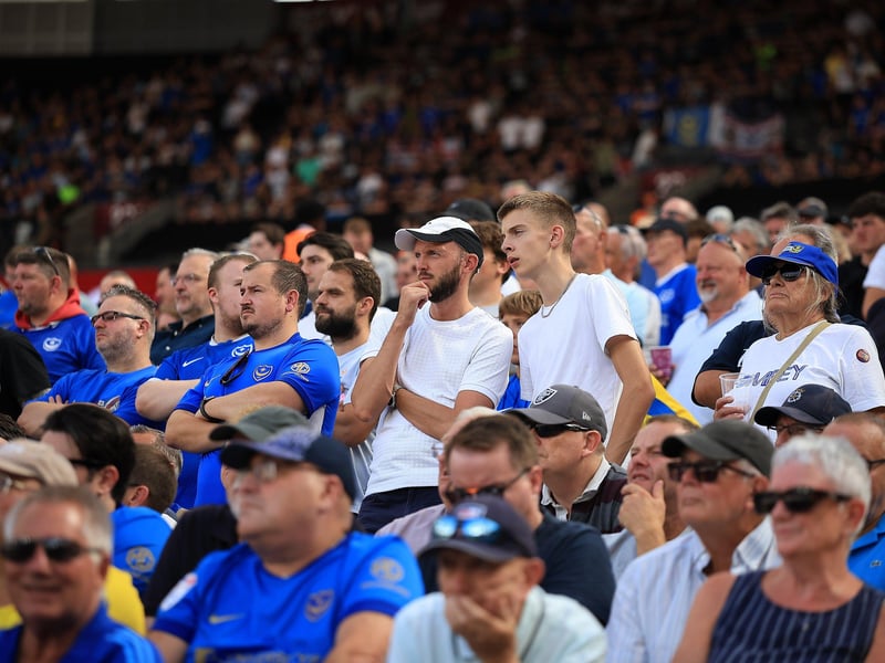 Pompey fans packed out the away end at the London Stadium for their Carabao Cup first-round tie against West Ham.
