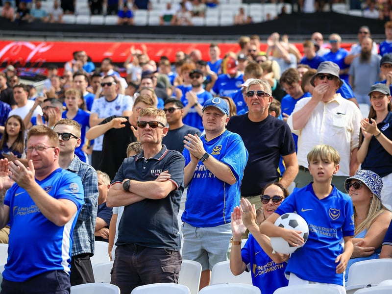 Pompey fans packed out the away end at the London Stadium on Saturday
