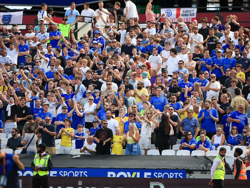Pompey fans packed out the away end at the London Stadium on Saturday
