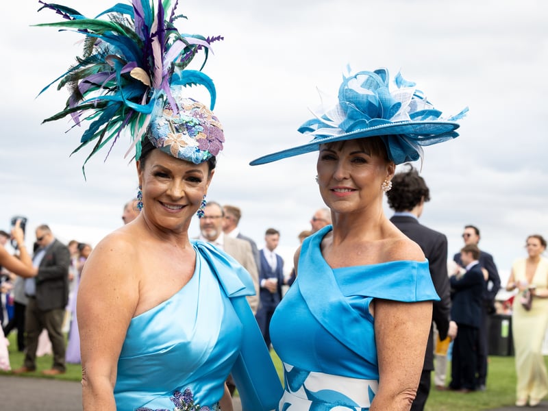 Dianne Kenny and Donna Laws enjoy Ladies Day in matching blue 
