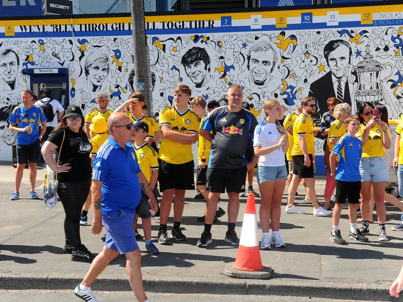 Leeds United v RB Leipzig pre season friendly sat 08-08-2026 pic Steve RidingFans gather pre match  at Elland Road