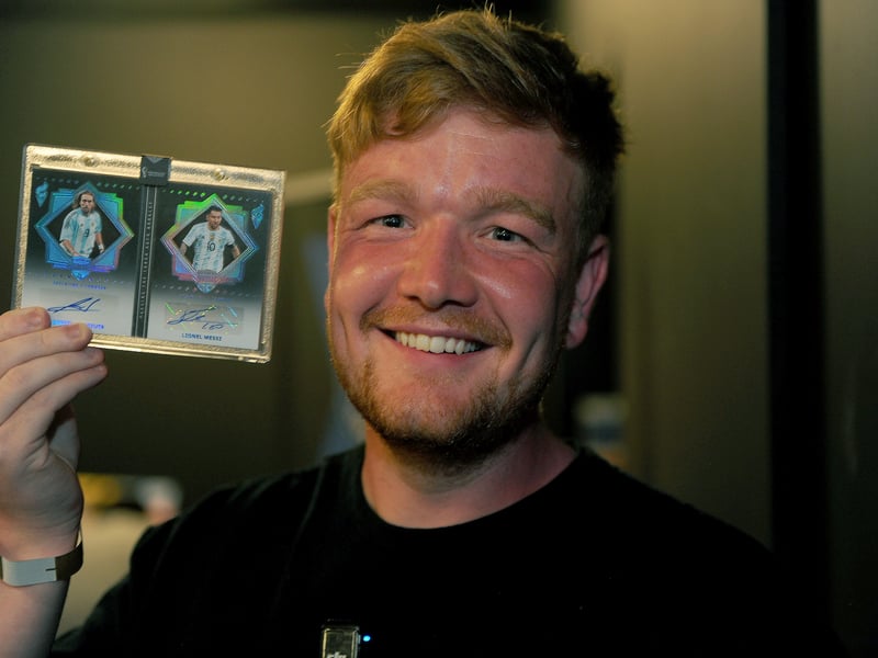George Carney of Carney Collectz with his Lionel Messi card worth over £30,000