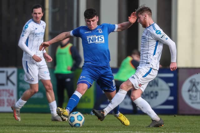 Oisin Smyth in action for Dungannon Swifts against Coleraine earlier this season.