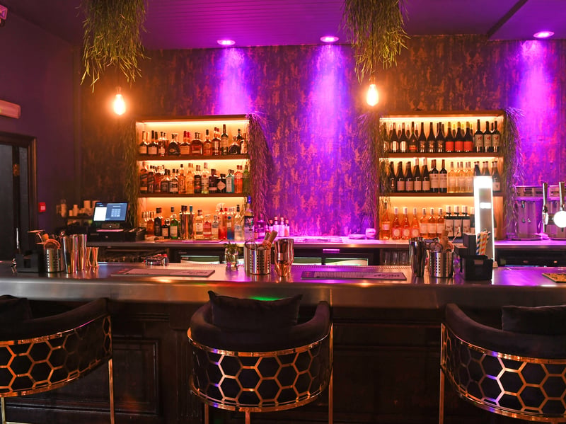 A well-stocked bar.