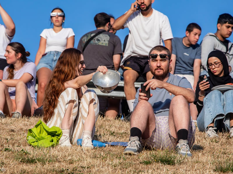 Huge crowds gather on Sheffield Amphitheatre in time for the solar eclipse on August 12, 2026.