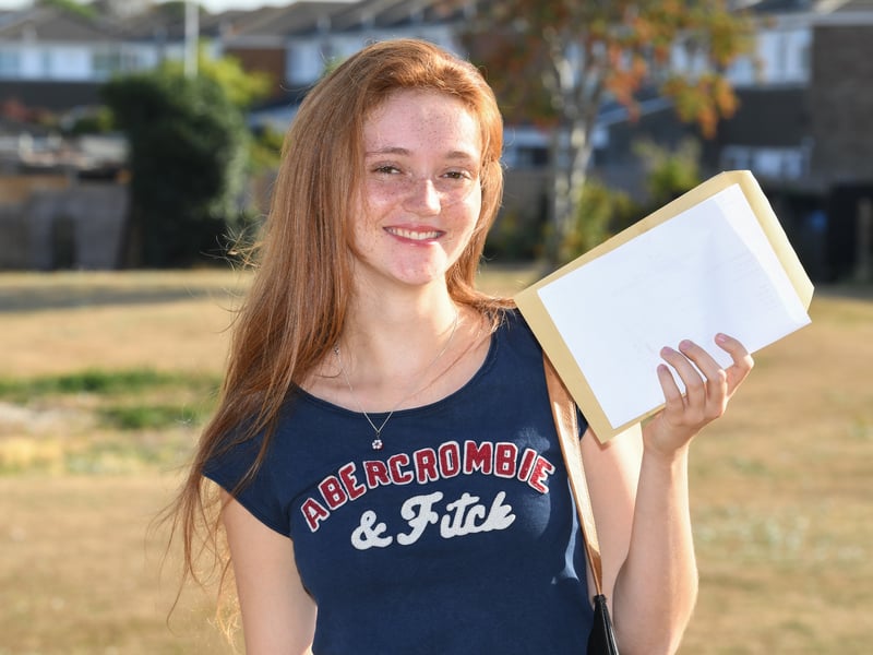 A-Level results at KingÕs Academy Bay House School in Gosport, Hampshire - 13/08/26. 
Evie Rooke got an A* in politics and maths, an A in English literature and a B in further maths at A level. She's going to Oxford to study philosophy, politics and economics.

Please credit: Paul Jacobs/pictureexclusive.com