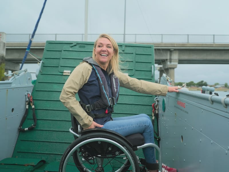 Sophie Morgan being ferried away from the hunters.