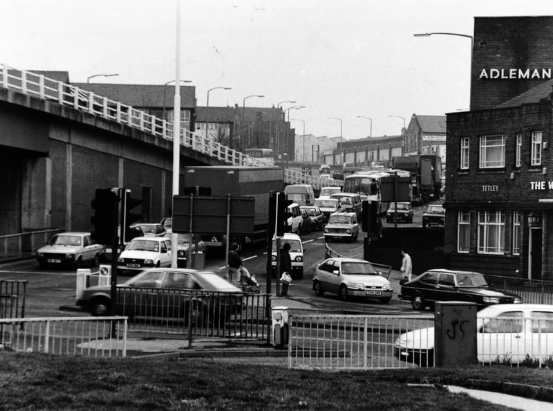 Leeds' notorious Woodpecker junction in April 1987
