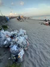 Salthill volunteers cleaning up the litter on the beach