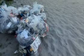 Salthill volunteers cleaning up the litter on the beach