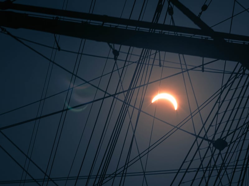 The eclipse on August 12, 2026 seen through the rigging of HMS Warrior Jonty Simmonds