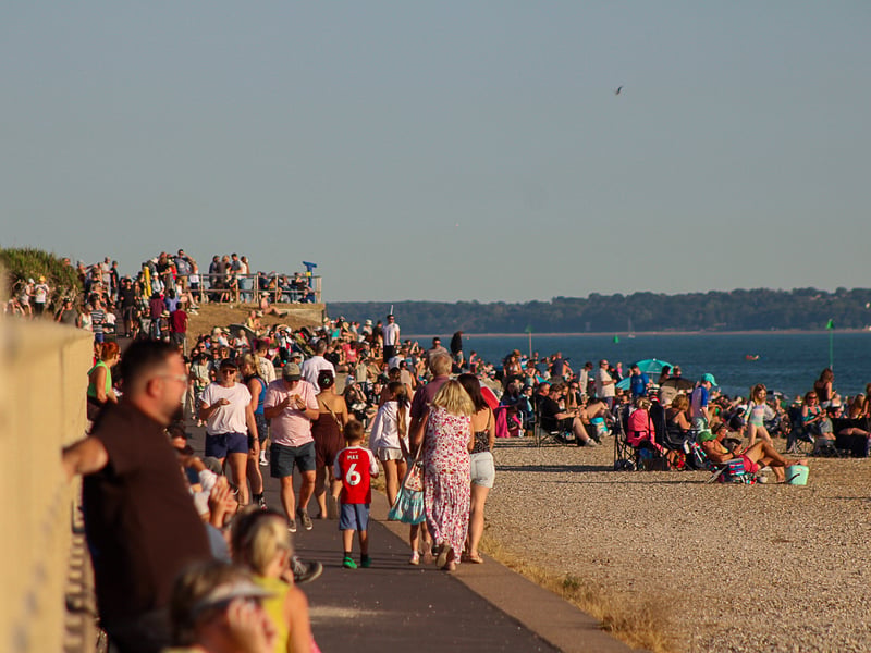 People gather at Lee-on-the-Solent for the eclipse on August 12, 2026