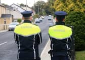 Two gardai standing stock image