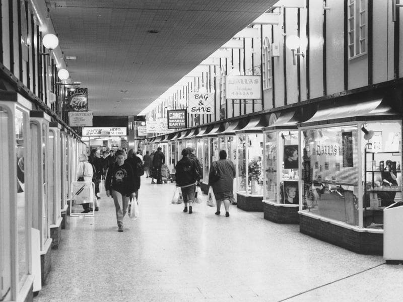 Inside the Merrion Centre, Leeds, in 1992