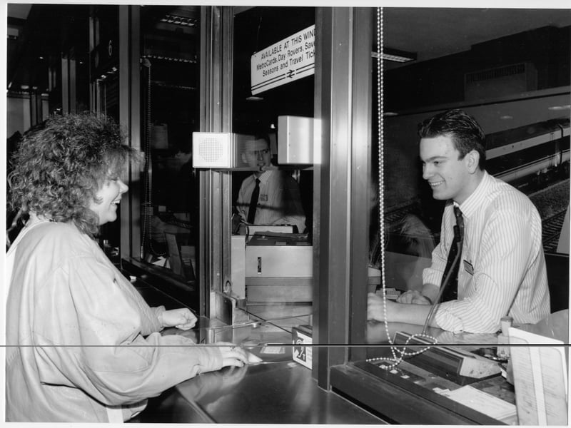 Leeds City Station ticket office in March 1992, when it was the busiest issuing office outside London