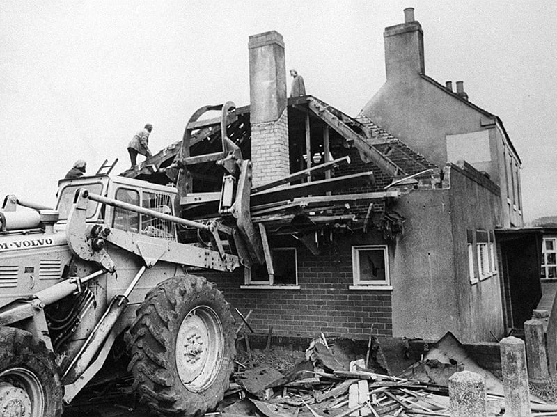 The Queens Head Inn, Ketley, seen here being demolished on September 26, 1973, had a grim place in criminal history.
The licensee, a Mrs Edge, was murdered there in September 1950 by Frank Griffin. He was hanged in January 1951, one of the last people to be executed at Shrewsbury Jail.