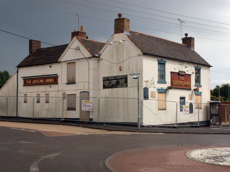 The Queens Arms on the corner of Finger Road and Hinkshay Road in Dawley. Barriers have just gone round it along with signs warning of demolition in progress. The date was Monday, July 29, 2013.