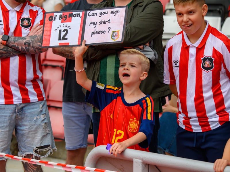 Sunderland fans in action before, during and after the pre-season friendly against Stade Rennais at the Stadium of Light. Photo by Chris Fryatt.
