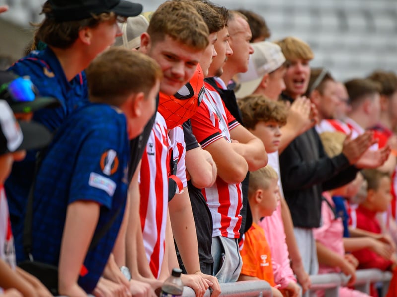 Sunderland fans in action before, during and after the pre-season friendly against Stade Rennais at the Stadium of Light. Photo by Chris Fryatt.