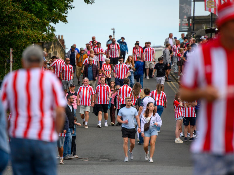 Sunderland fans in action before, during and after the pre-season friendly against Stade Rennais at the Stadium of Light. Photo by Chris Fryatt.