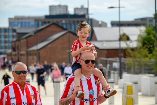 Sunderland fans in action before, during and after the pre-season friendly against Stade Rennais at the Stadium of Light. Photo by Chris Fryatt.