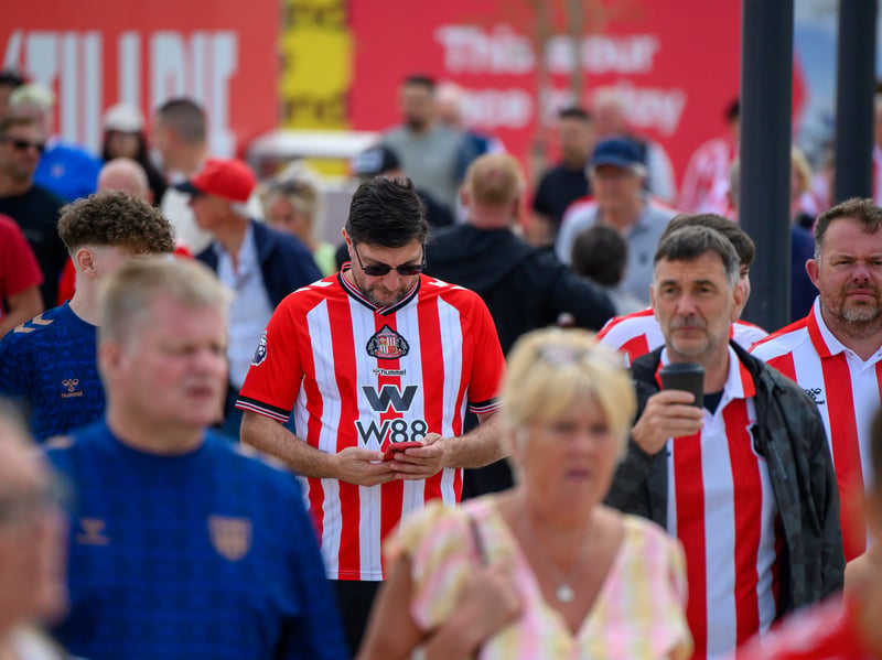 Sunderland fans in action before, during and after the pre-season friendly against Stade Rennais at the Stadium of Light. Photo by Chris Fryatt.
