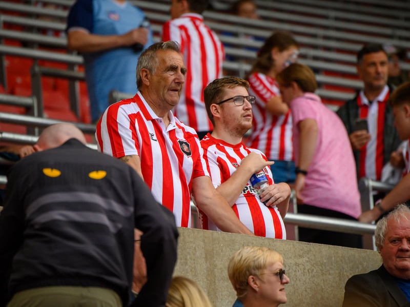 Sunderland fans in action before, during and after the pre-season friendly against Stade Rennais at the Stadium of Light. Photo by Chris Fryatt.