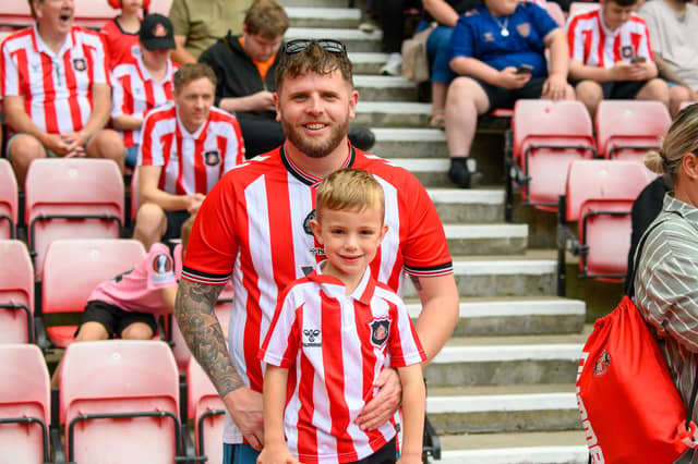 Sunderland fans in action before, during and after the pre-season friendly against Stade Rennais at the Stadium of Light. Photo by Chris Fryatt.