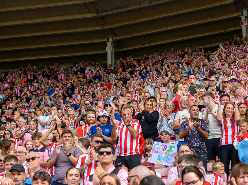 Sunderland fans in action before, during and after the pre-season friendly against Stade Rennais at the Stadium of Light. Photo by Chris Fryatt.