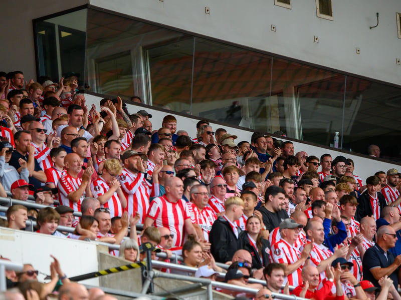 Sunderland fans in action before, during and after the pre-season friendly against Stade Rennais at the Stadium of Light. Photo by Chris Fryatt.
