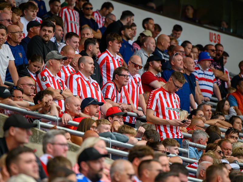 Sunderland fans in action before, during and after the pre-season friendly against Stade Rennais at the Stadium of Light. Photo by Chris Fryatt.